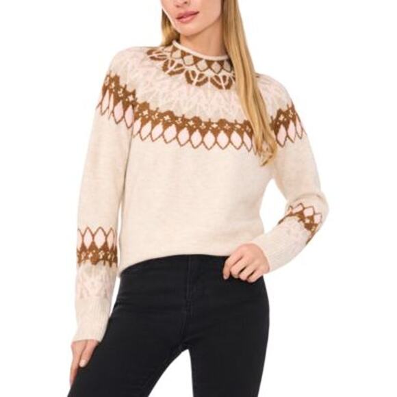 CeCe Sweaters - CeCe Women's Fairisle Long Sleeve Sweater in Pink Taupe